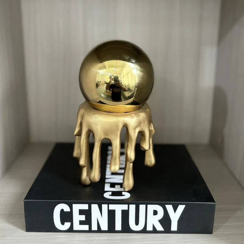 Afralia™ Golden Octopus Spherical Figurine Decorative Resin Ornament