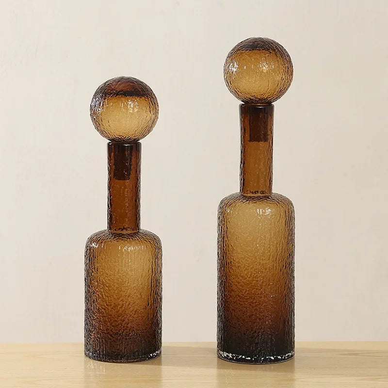 Afralia™ Clear Glass Vase with Lid, Home Decor, Aromatherapy Bottle & Candle Holder