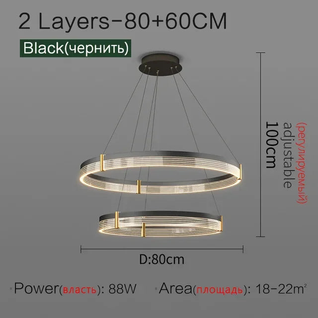 Afralia™ Circle Chandelier Acrylic Shade, High-End Designer Hanging Lighting for Home and Restaurant
