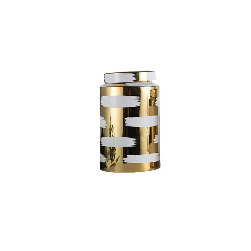 Afralia Golden Ceramic General's Jar for Home Decor & Storage