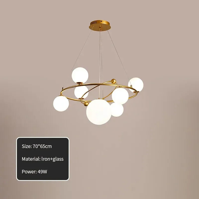 Afralia™ Nordic Glass Ball Chandelier Modern Ring Design G9 Light Fixtures