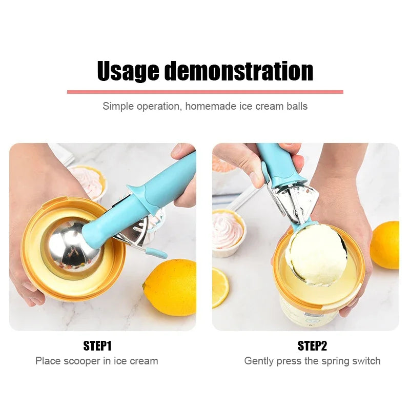 Afralia™ Stainless Steel Ice Cream Scoop & Fruit Baller Kitchen Gadget