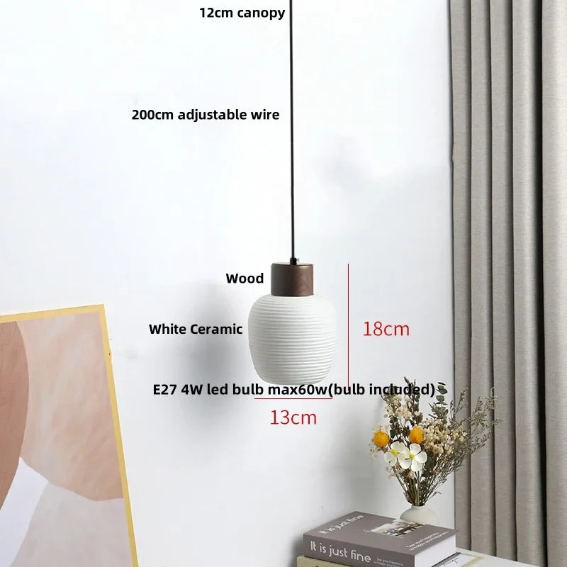 Afralia™ Wood & Ceramic Pendant Lights for Kitchen Dining Room Decor