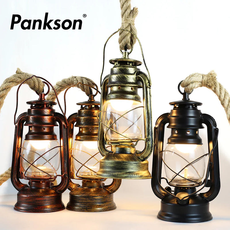 Afralia™ Vintage Kerosene Pendant Light Fixture with Hemp Rope for Home Decor