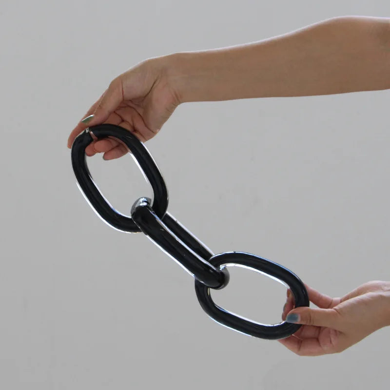 Afralia™ Glass Chain Geometric Buckle Handmade Home Decoration Handicrafts