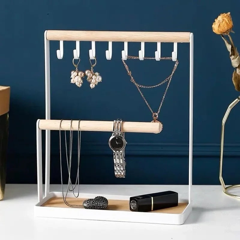 Afralia™ Metal Jewelry Organizer Stand for Necklaces, Earrings, Rings, Watches, and more