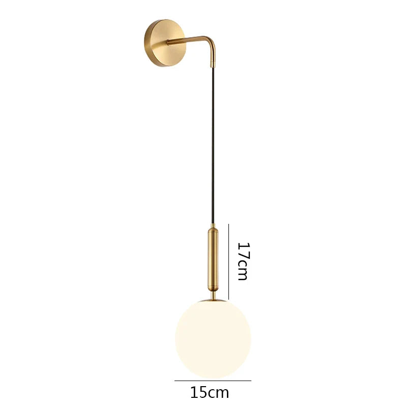 Afralia™ Glass Ball Wall Lamp Brass/Black Sconce for Living Room Bedroom Reading