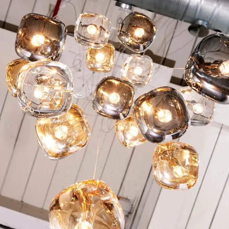 Afralia™ Crystal Staircase Chandelier: Luxury Modern Lighting Fixture Amber/Smoky Grey/Clear