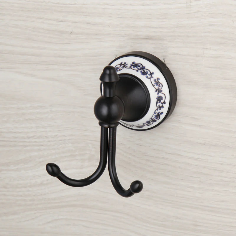 Afralia™ Black Stainless Steel Wall Mounted Bathroom Towel Hook Robe Coat Hanger