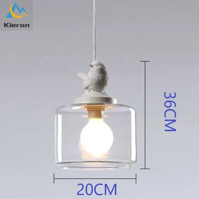 Afralia™ Resin Bird LED Chandelier Glass Pendant Light