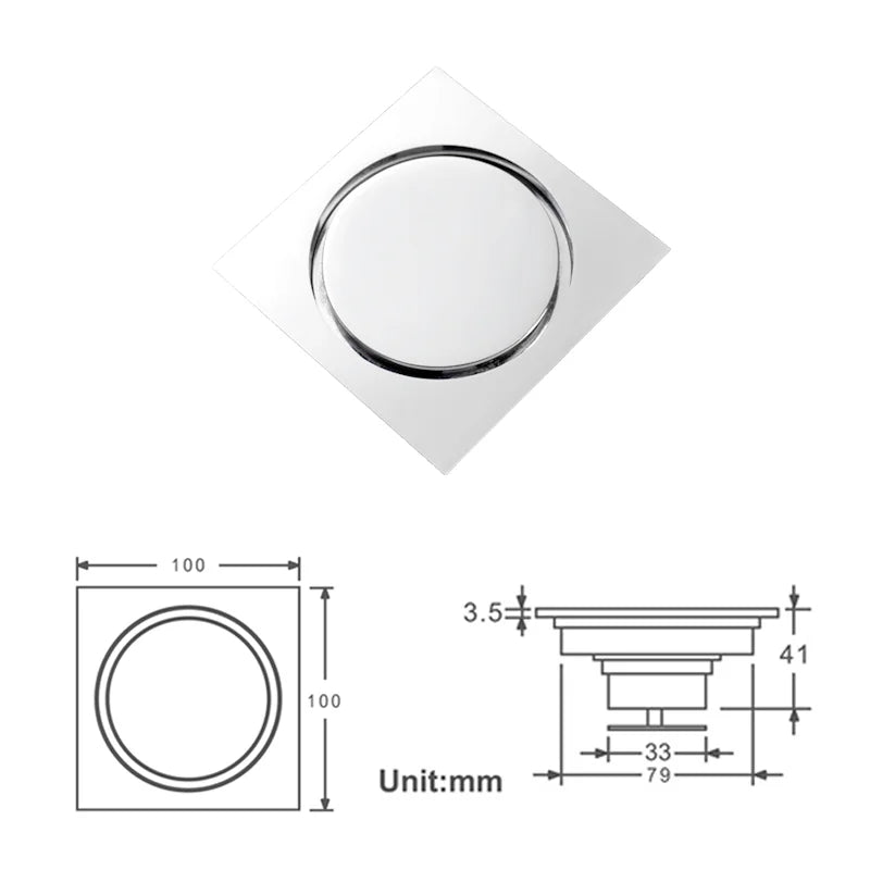 Afralia™ Brass Square Shower Floor Drain for Kitchen and Bathroom, Insect-proof and Odor-proof