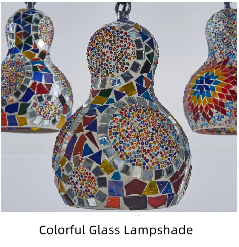 Afralia™ Turkish Mosaic Chandelier: Colorful Stained Glass Pendant Lamp