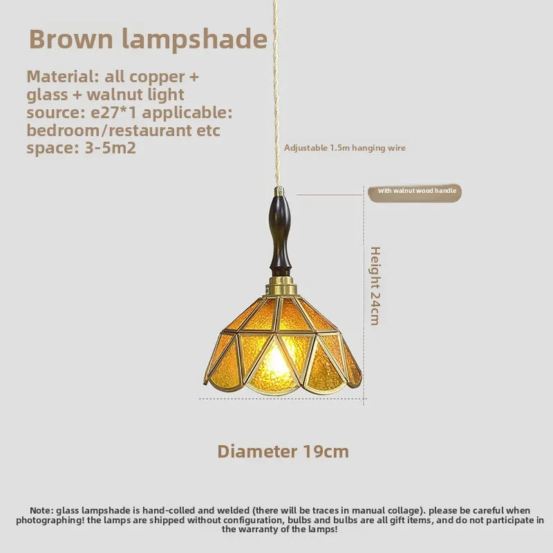 Vintage Pendant Lamp for Bedroom Bar Cafe Glass Copper LED Pendant Lights by Afralia™