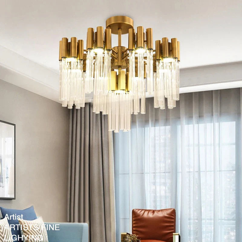 Afralia™ Golden Iron Crystal Chandelier for Luxury Ceiling Lighting