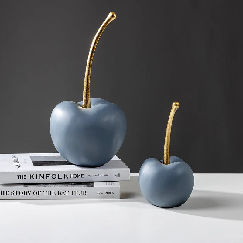 Afralia™ Blue Resin Apple Ornaments - Lucky Fruit Sculpture for Home Decoration