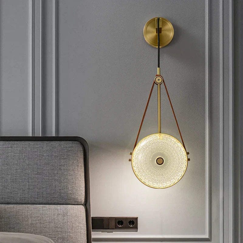 Afralia™ Copper Glass Wall Lamp: Nordic Light Luxury Leather Bedroom Decor