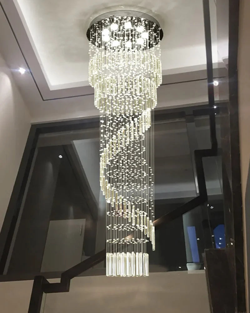 Afralia™ Spiral Ladder LED Chandelier - Luxury Modern Staircase Pendant Lights