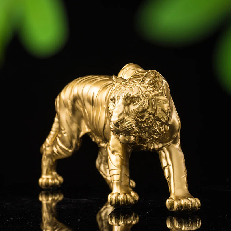 Afralia™ Golden Tiger Resin Figurines for Home & Office Decor Miniature Ornaments & Collectibles