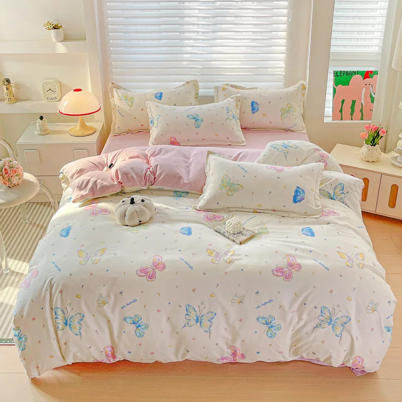 Afralia™ Cozy Cotton Bedding Set for Double Bed, Autumn Winter Duvet Cover Kit