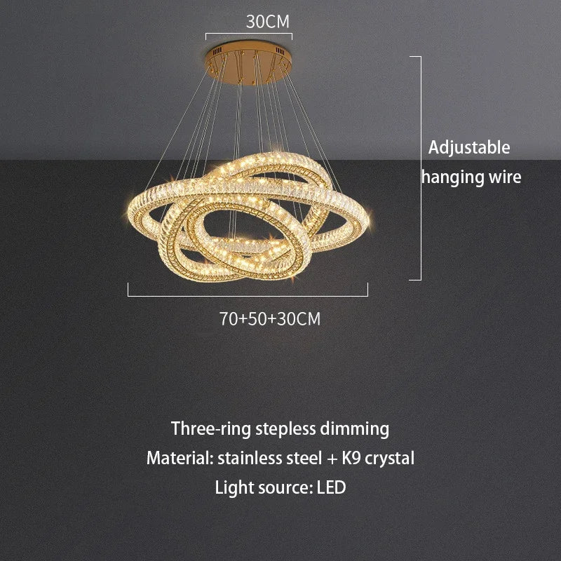 Afralia™ Ring Crystal Chandelier: Luxury Living Room Light for Modern Ambiance
