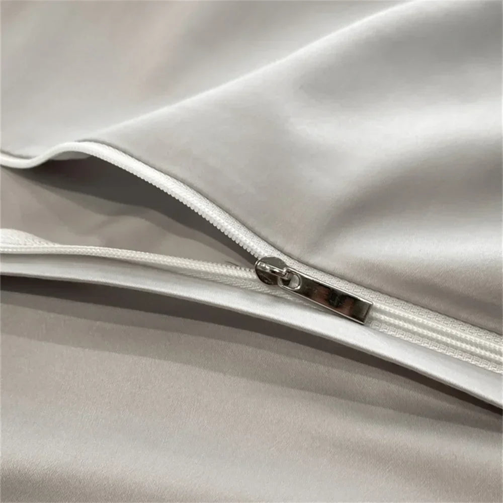 Afralia™ Nordic Silver Grey Embroidery 1000TC Egyptian Cotton Bedding Set - Queen King Size