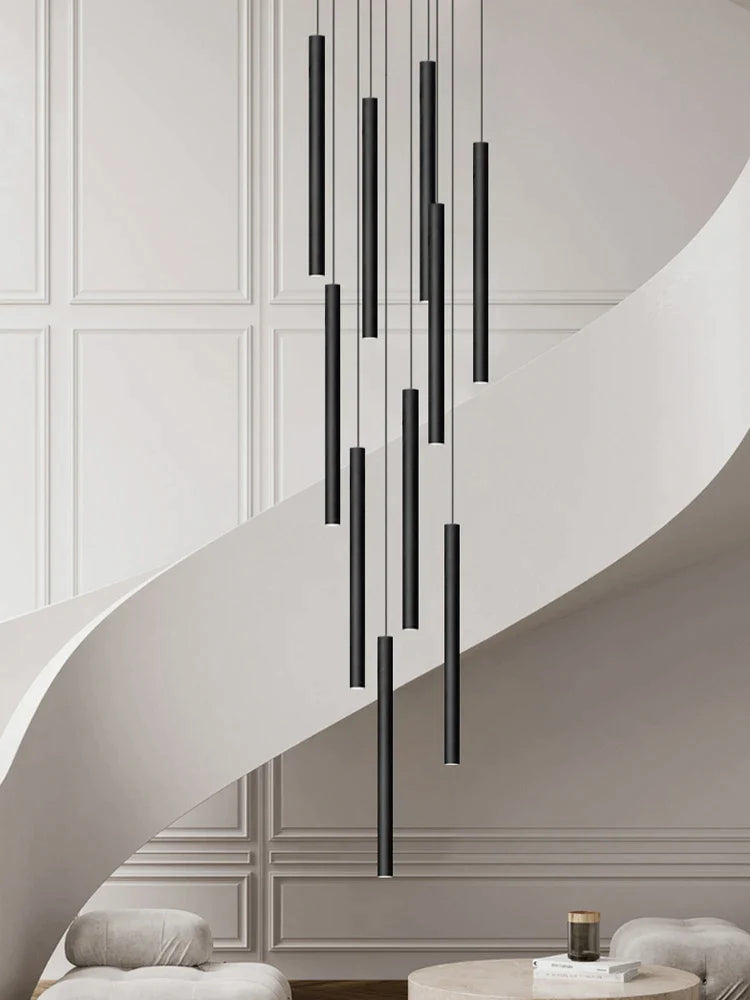 Afralia™ Tubular Chandelier: Modern Hanging Pendant for Living Room, Restaurant, Hotel, or Staircase