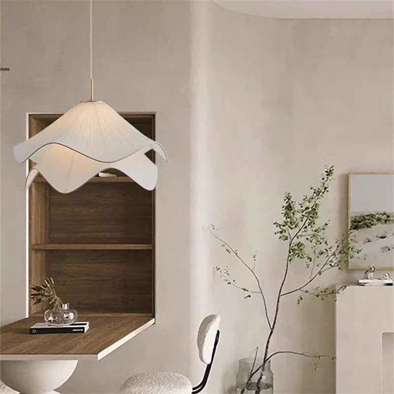 Afralia™ Fabric Pendant Light: LED Nordic Hanging Lamp for Bedroom Home Decor