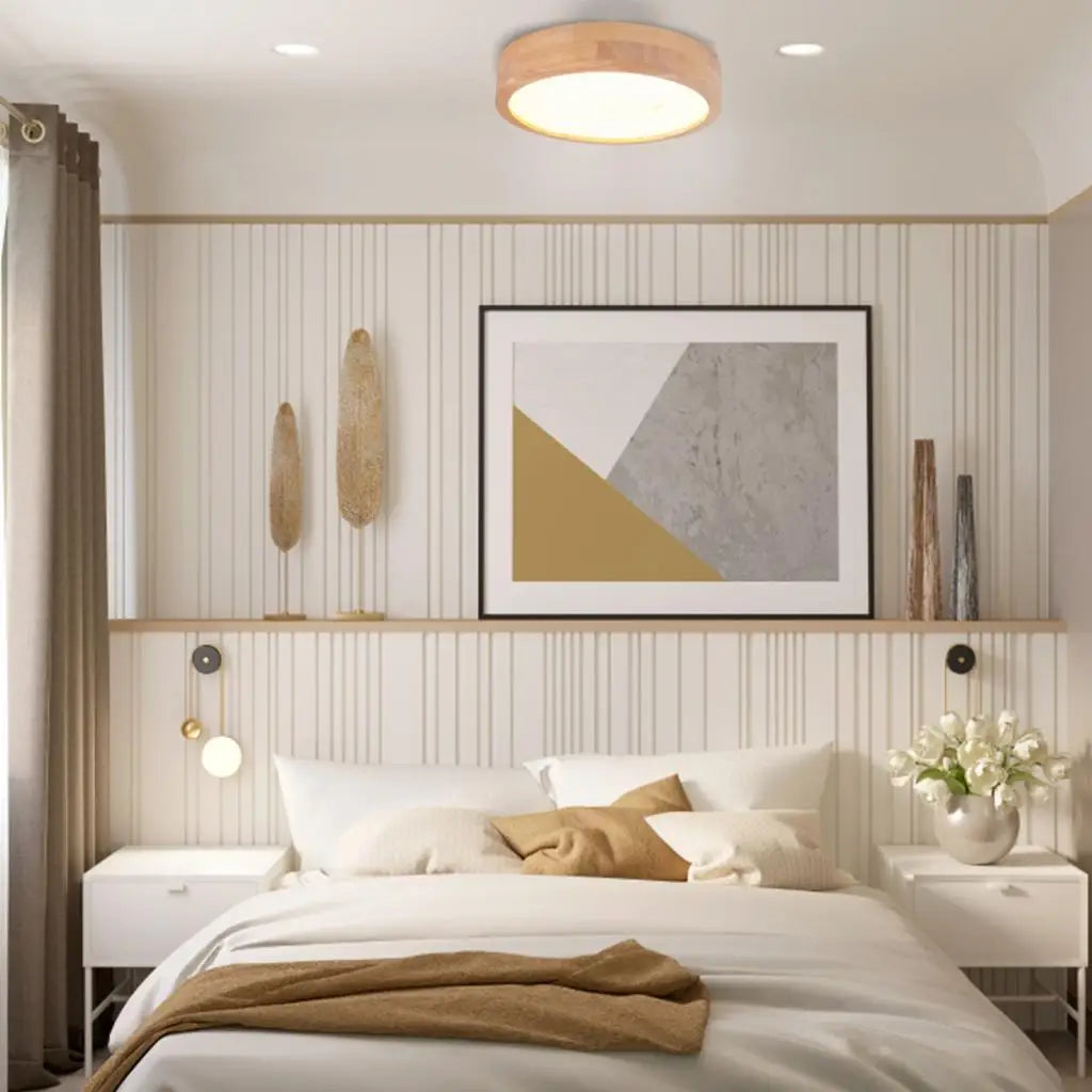 Afralia™ Nordic Wood Led Ceiling Light for Living Room Bedroom, Modern Indoor Decor Lighting