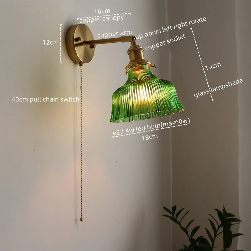 Afralia™ Copper Glass LED Wall Sconce Nordic Modern Balcony Living Room Light