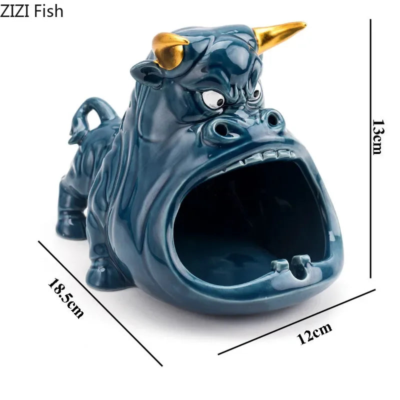 Afralia™ Cartoon Cow Ceramic Ashtray Home Decoration Gift for Boyfriend