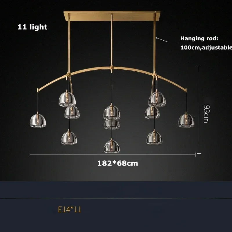 Afralia™ Black Brass Retro Crystal Copper LED Ceiling Pendant for Home Lighting