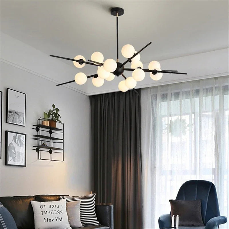 Afralia™ LED Glass Ball Pendant Light: Modern Nordic Chandelier for Living Room, Dining Room, and Cafe