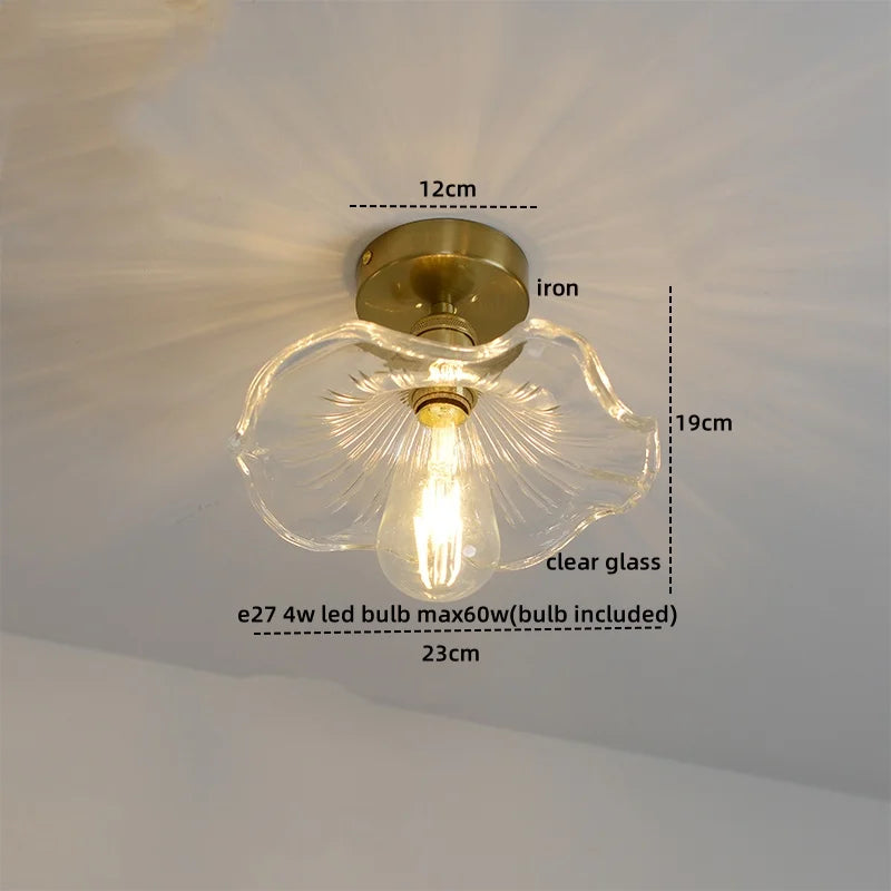 Afralia™ Amber Glass LED Ceiling Lights Modern Home Lighting Copper Socket