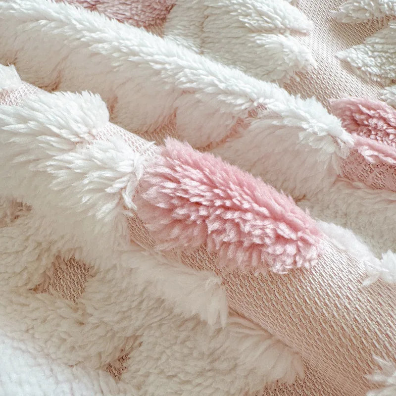 Afralia™ Luxury Jacquard Lamb Fleece Blanket | Soft Double-Layer Sofa Cover