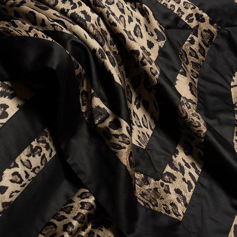 Afralia™ Leopard Print Luxury Bedding Set - Queen/King Size Duvet Cover, Sheet, Pillowcases