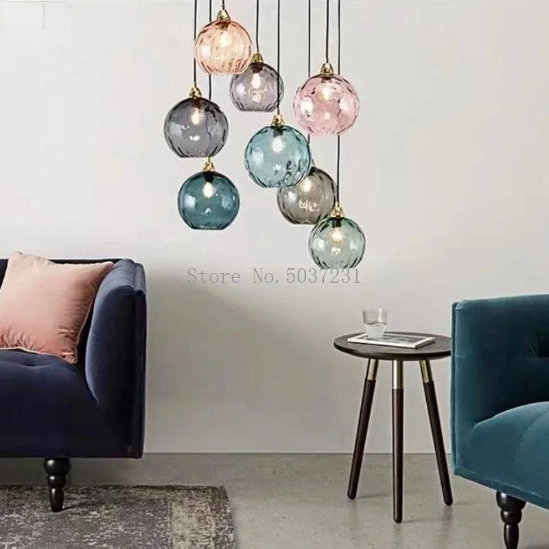 Afralia™ Nordic Glass Ball Pendant Lights | Modern Kitchen Hanging Lamp
