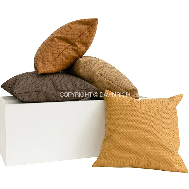 Afralia™ Geometric Faux Leather Throw Pillow Cover - Modern Luxury Pillowcase