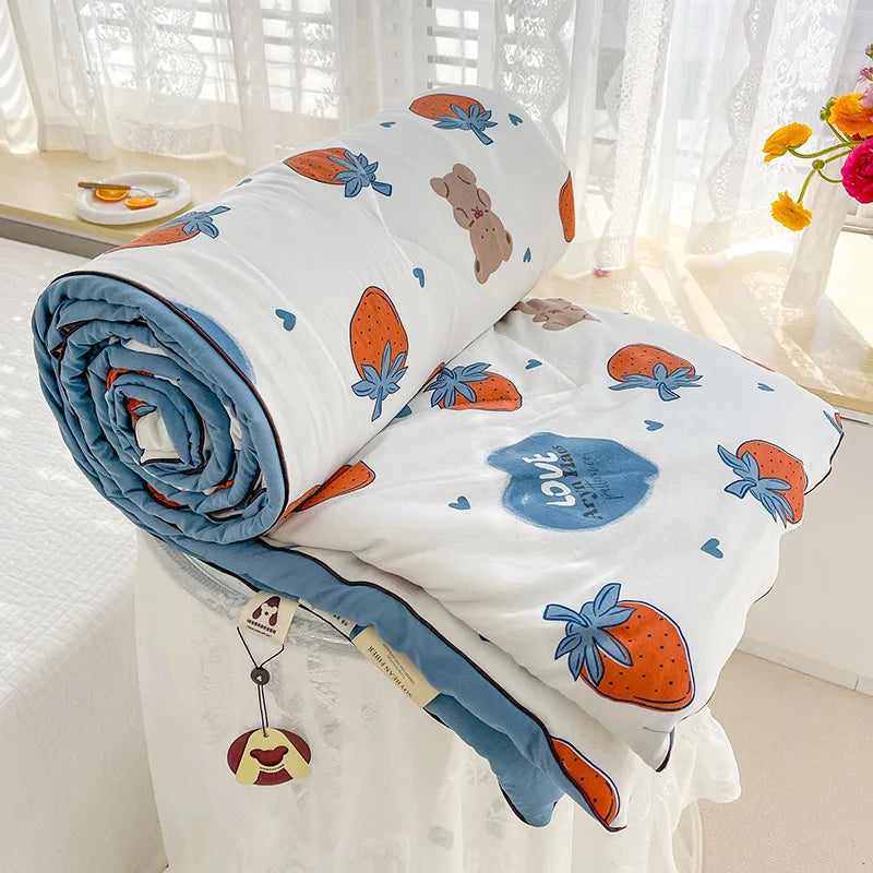 Afralia™ Double Layered Soya Fibre Filling Quilt: Soft, Breathable, Grade A Maternal and Child Comforter