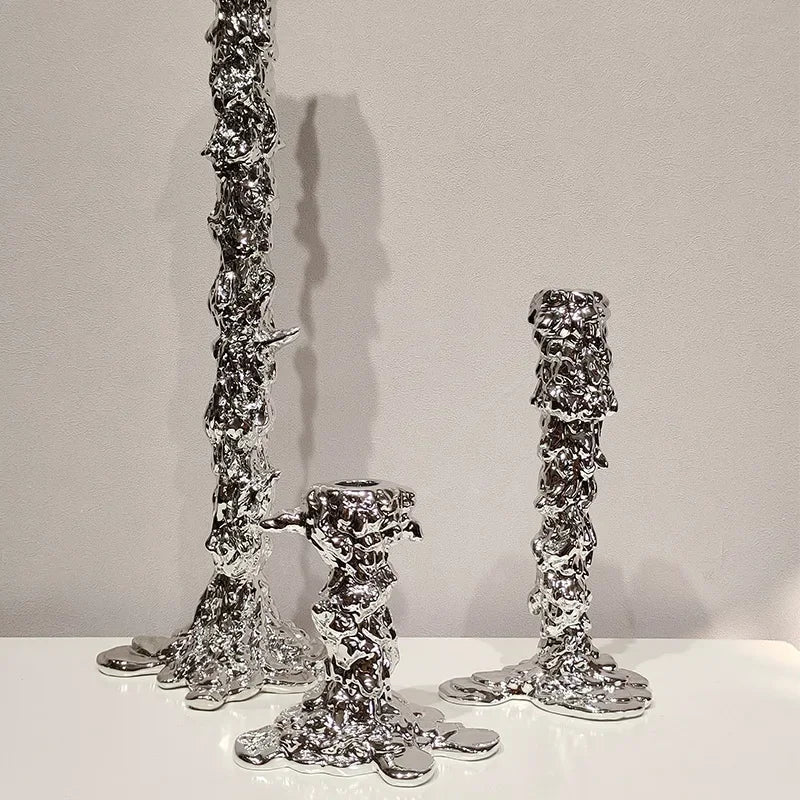 Afralia™ Golden Candlestick Holder Resin Plated Wedding Centerpiece