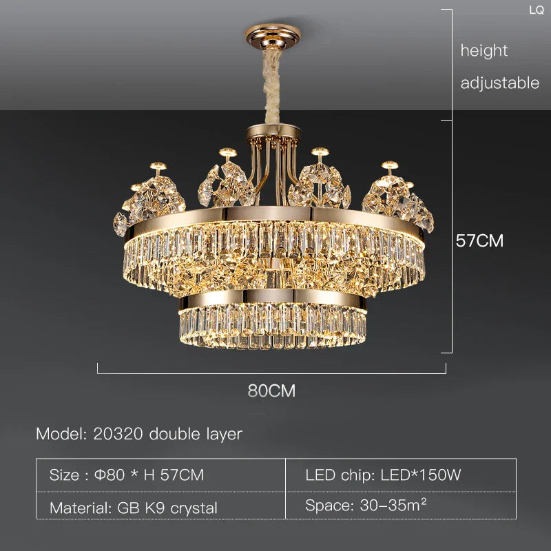 Afralia™ Crystal Chandelier: Postmodern Light Luxury Double-Layer Pendant for Home Living Room