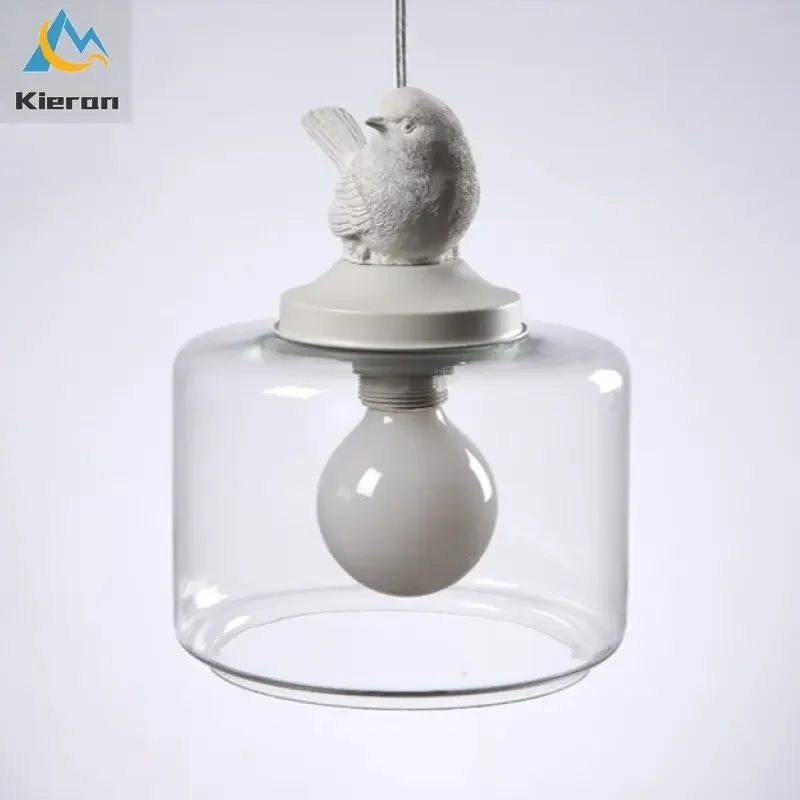 Afralia™ Resin Bird LED Chandelier Glass Pendant Light