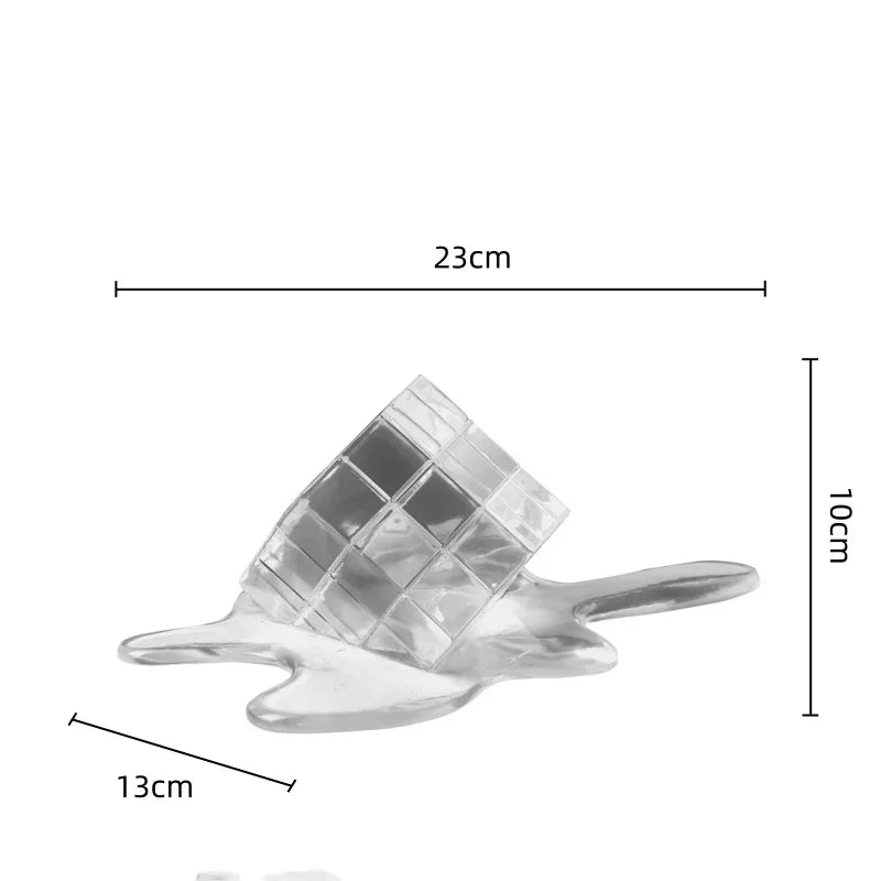 Afralia™ Geometric Gold Resin Cube - Modern Checked Square Decor Figurine