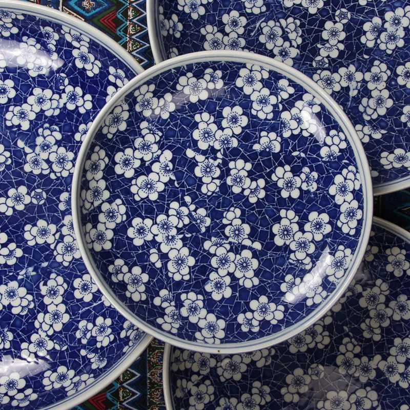 Afralia™ Blue and White Porcelain Serving Plate - Elegant Chinese Tableware for Spaghetti, Roast Turkey, and More