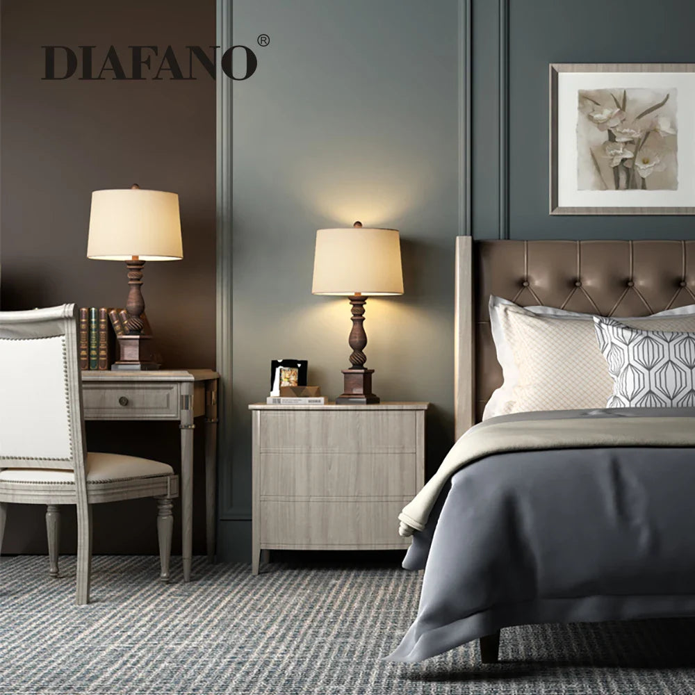 Afralia™ Traditional Art Fabric Table Lamp for Warm Ambiance in Bedroom, Living Room