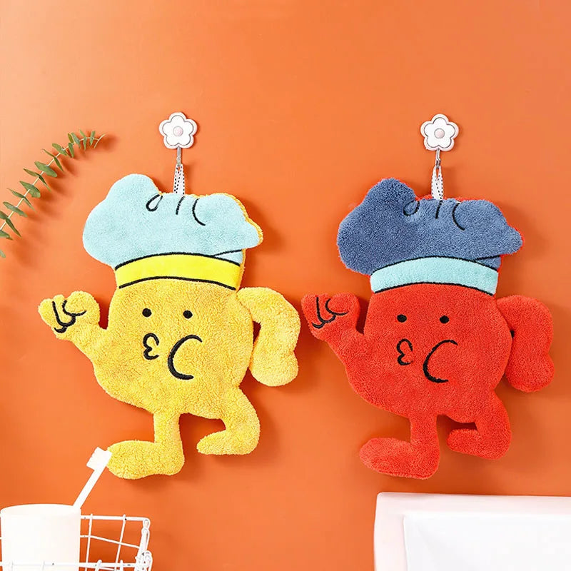 Afralia™ Cartoon Microfiber Hand Towel for Kitchen & Bathroom Decor