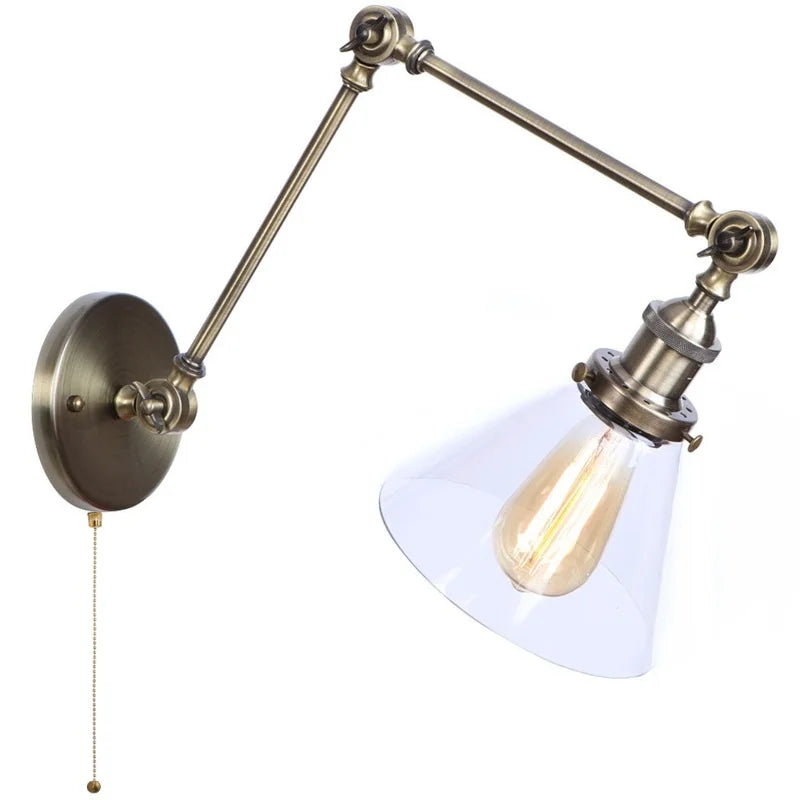 Afralia™ Loft LED Industrial Swing Arm Lamp with Clear Glass Mirror Light