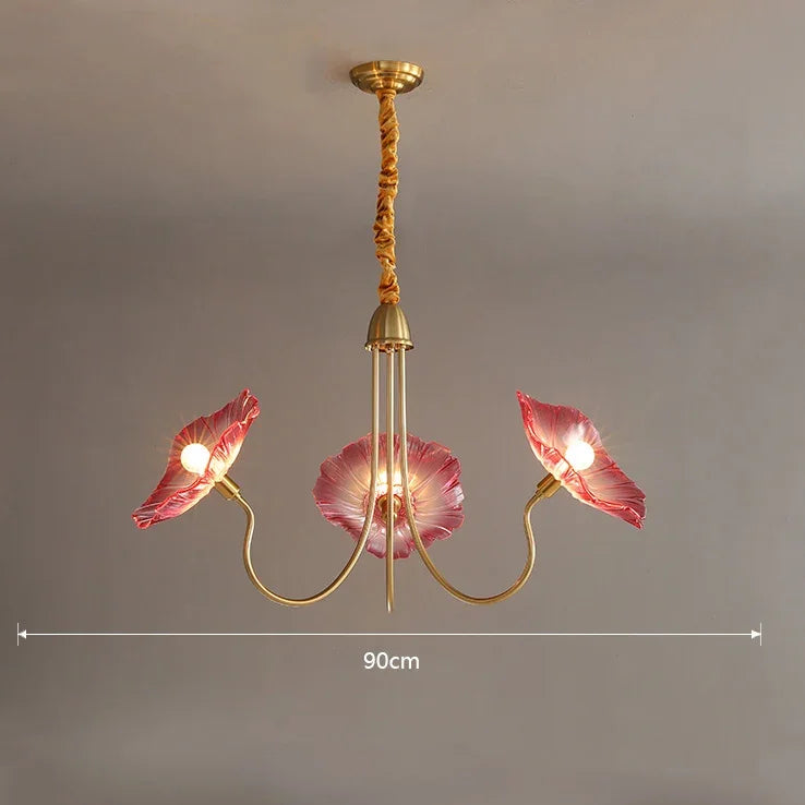 Afralia™ Lotus Leaf Glass Ceiling Chandelier with E14 Bulb
