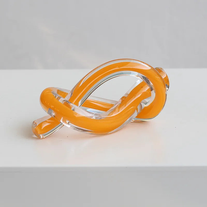 Afralia™ Geometric Glass Sculpture Twine Knot Decor Home Decor Accessory