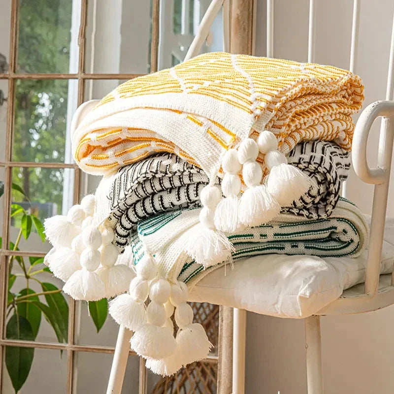 Afralia™ Knit Sofa Blanket - Luxury Decorative Plaid Bedspread Throw Blanket
