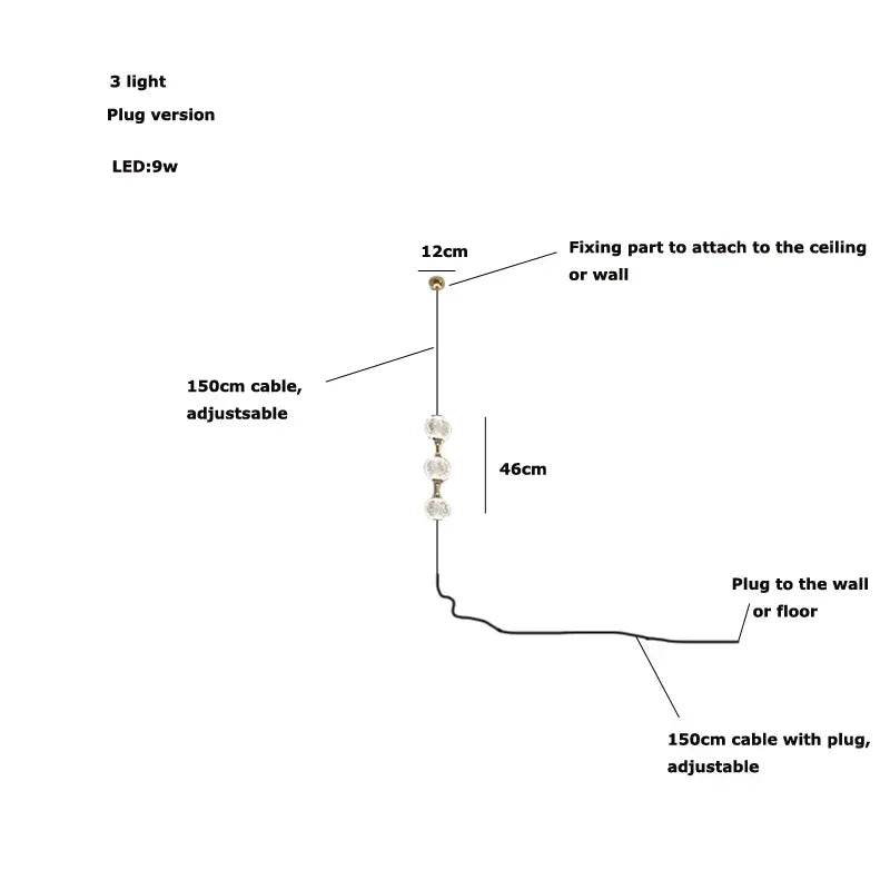 Afralia™ Pearl Necklace LED Pendant Light for 6m Staircase